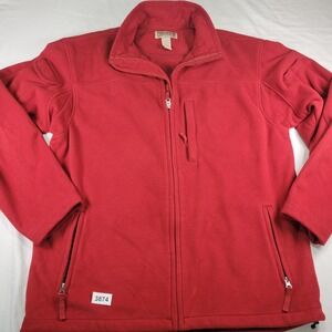 Duluth Trading Co Fleece Jacket L Tall Red Full Zip Pockets Mens Outdoor Rugged